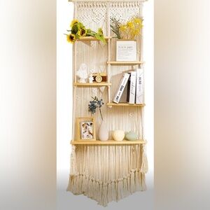 Handwoven Cotton Macrame Wall Hanging Shelf - Cream